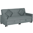 HOMCOM - Canapé convertible 3 places style Chesterfield effet capitonné inclinable - 2 coussins, pochettes rangement - velours gris - vignette