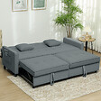 HOMCOM - Canapé convertible 3 places style Chesterfield effet capitonné inclinable - 2 coussins, pochettes rangement - velours gris - vignette