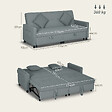 HOMCOM - Canapé convertible 3 places style Chesterfield effet capitonné inclinable - 2 coussins, pochettes rangement - velours gris - vignette