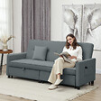 HOMCOM - Canapé convertible 3 places style Chesterfield effet capitonné inclinable - 2 coussins, pochettes rangement - velours gris - vignette