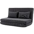 HOMCOM - Chauffeuse 2 places convertible velours côtelé 2 coussins anthracite - vignette