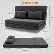 HOMCOM - Chauffeuse 2 places convertible velours côtelé 2 coussins anthracite - vignette