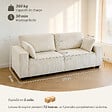 HOMCOM - Canapé 3 places larges accoudoirs 2 coussins velours côtelé beige - vignette