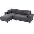 HOMCOM - Canapé d'angle réversible 3 places design look matelassé 2 coussins déco tissu toucher lin gris - vignette