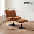 HOMCOM - Fauteuil de salon et repose-pieds style rétro matelassé piètement métal rond tissu marron - vignette