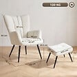 HOMCOM - Fauteuil avec repose-pieds design bouclette crème noir - vignette