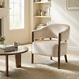 HOMCOM - Fauteuil design vintage bois tissu chenille beige marron - vignette