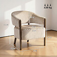 HOMCOM - Fauteuil design vintage bois tissu chenille beige marron - vignette
