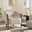 HOMCOM - Fauteuil design vintage bois tissu chenille beige marron - vignette