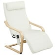 HOMCOM - Fauteuil de relaxation massant chauffant style nordique repose-pieds ajustable bois crème - vignette