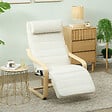 HOMCOM - Fauteuil de relaxation massant chauffant style nordique repose-pieds ajustable bois crème - vignette