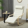 HOMCOM - Fauteuil de relaxation massant chauffant style nordique repose-pieds ajustable bois crème - vignette
