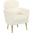 HOMCOM - Fauteuil cabriolet design bouclette piètement métal doré appui-tête réglable - vignette