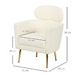 HOMCOM - Fauteuil cabriolet design bouclette piètement métal doré appui-tête réglable - vignette