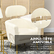 HOMCOM - Fauteuil cabriolet design bouclette piètement métal doré appui-tête réglable - vignette