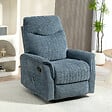 HOMCOM - Fauteuil relax inclinable repose-pieds rétractable pivotant pochette rangement intégrée tissu bleu chiné - vignette