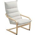 HOMCOM - Fauteuil lounge de salon bois de bouleau tissu matelassé beige - vignette