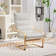 HOMCOM - Fauteuil lounge de salon bois de bouleau tissu matelassé beige - vignette