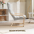 HOMCOM - Fauteuil lounge de salon bois de bouleau tissu matelassé beige - vignette