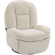 HOMCOM - Fauteuil boule design - fauteuil zéro gravité - pivotant, inclinable - tissu crème - vignette