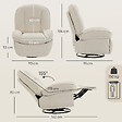 HOMCOM - Fauteuil boule design - fauteuil zéro gravité - pivotant, inclinable - tissu crème - vignette