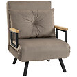 HOMCOM - Fauteuil convertible 3 en 1 chauffeuse lit dossier réglable coussin accoudoirs bois velours gris - vignette