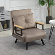 HOMCOM - Fauteuil convertible 3 en 1 chauffeuse lit dossier réglable coussin accoudoirs bois velours gris - vignette