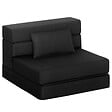 HOMCOM - Chauffeuse futon grand confort avec coussin tissu toucher lin noir - vignette