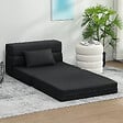 HOMCOM - Chauffeuse futon grand confort avec coussin tissu toucher lin noir - vignette