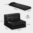 HOMCOM - Chauffeuse futon grand confort avec coussin tissu toucher lin noir - vignette