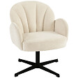 HOMCOM - Fauteuil lounge coquillage pivotant acier noir velours beige - vignette
