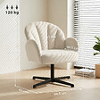 HOMCOM - Fauteuil lounge coquillage pivotant acier noir velours beige - vignette