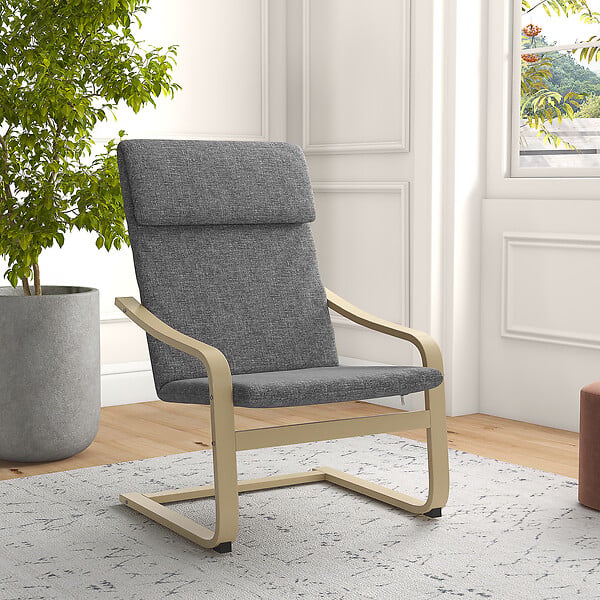 HOMCOM - Fauteuil de salon, fauteuil chambre avec accoudoirs incurvés, coussin, chaise de salon en tissu aspect lin, 65 x 79 x 98 cm, gris - large