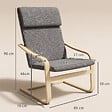 HOMCOM - Fauteuil de salon, fauteuil chambre avec accoudoirs incurvés, coussin, chaise de salon en tissu aspect lin, 65 x 79 x 98 cm, gris - vignette