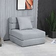 HOMCOM - Chauffeuse canapé-lit convertible 1 place - coussin déhoussable inclus - tissu gris clair - vignette