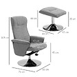 HOMCOM - Fauteuil relax style contemporain - pivotant, dossier inclinable, repose-pied - piètement acier chromé tissu gris - vignette