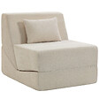 HOMCOM - Chauffeuse design chaise longue ergonomique chenille beige - vignette