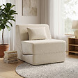 HOMCOM - Chauffeuse design chaise longue ergonomique chenille beige - vignette