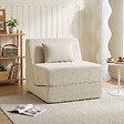 HOMCOM - Chauffeuse design chaise longue ergonomique chenille beige - vignette