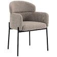 HOMCOM - Fauteuil design néo-rétro enveloppant métal noir tissu chenille taupe - vignette