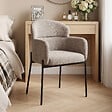 HOMCOM - Fauteuil design néo-rétro enveloppant métal noir tissu chenille taupe - vignette