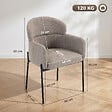 HOMCOM - Fauteuil design néo-rétro enveloppant métal noir tissu chenille taupe - vignette