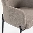HOMCOM - Fauteuil design néo-rétro enveloppant métal noir tissu chenille taupe - vignette