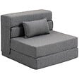 HOMCOM - Chauffeuse futon grand confort avec coussin tissu toucher lin gris - vignette