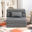 HOMCOM - Chauffeuse futon grand confort avec coussin tissu toucher lin gris - vignette