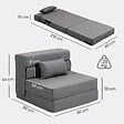 HOMCOM - Chauffeuse futon grand confort avec coussin tissu toucher lin gris - vignette