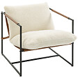 HOMCOM - Fauteuil lounge design assise suspendue PU camel acier noir bouclette blanc cassé - vignette
