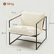 HOMCOM - Fauteuil lounge design assise suspendue PU camel acier noir bouclette blanc cassé - vignette
