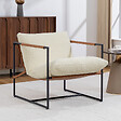 HOMCOM - Fauteuil lounge design assise suspendue PU camel acier noir bouclette blanc cassé - vignette
