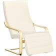 HOMCOM - Fauteuil style nordique - repose-pied réglable - déhoussable - bois de bouleau tissu crème - vignette